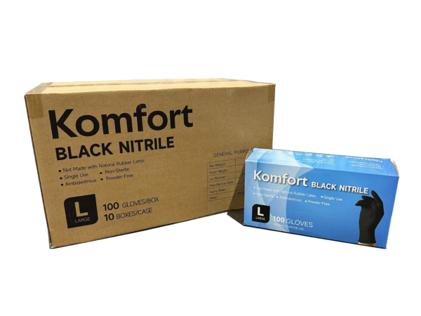 6 Mil Black Nitrile Gloves - Komfort