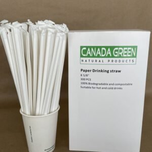 8 5/8" Wrapped White Paper Straw .25"dia/4PLY/3600cs - Disposable Take Away Food Packaging - Canadian Distribution