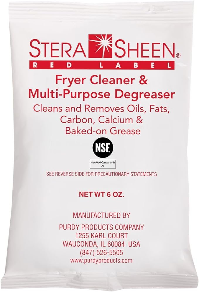 Stera-Sheen Red Label Fryer Cleaner & Multi-Purpose Degreaser, Easy Use Portion Packets, FG RED246 by Purdy Products, Case of 24 x 6 oz packets 1 Stera-Sheen Red Label Fryer Cleaner & Multi-Purpose Degreaser, Easy Use Portion Packets, FG RED246 by Purdy Products, Case of 24 x 6 oz packets